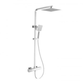 RAK-Compact Square Exposed Thermostatic Shower Column with Fixed Head and Shower Kit