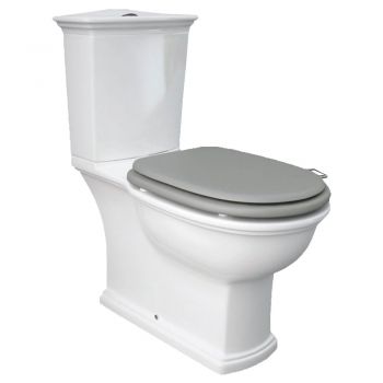 RAK-Washington Open Back WC With Push Button Cistern and Matt Grey Soft Close Seat (Wood)
