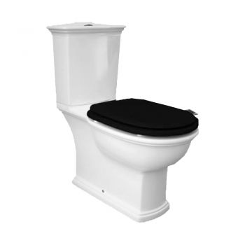 RAK-Washington Open Back WC With Push Button Cistern and Matt Black Soft Close Seat (Wood)
