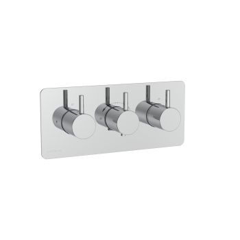 Saneux 3 hole - 2 outlets low pressure thermostatic valve handle kit with plate, round landscape