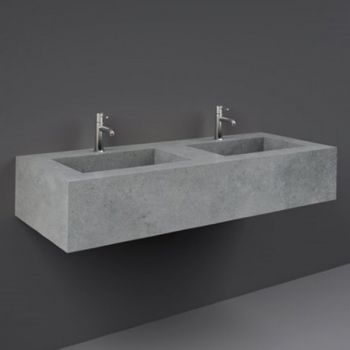 RAK-Precious 1200mm Wall Mounted Counter Wash Basin with 1th in Surface  XL Cool Grey
