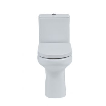 Compact Rimless Flush-to-Wall Toilet with Soft-Close Seat