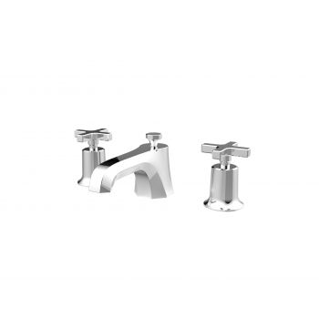 Saneux 3TH Cromwell Basin Mixer w/waste - Cross Handle Chrome