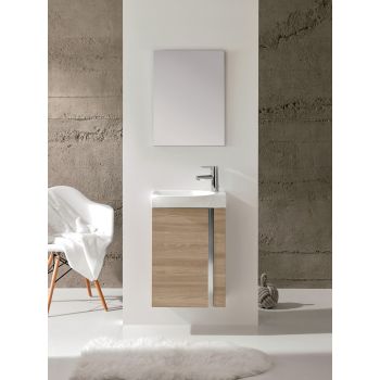 Elegance Wall-Hung Cloakroom Unit and Mirror Set - Walnut