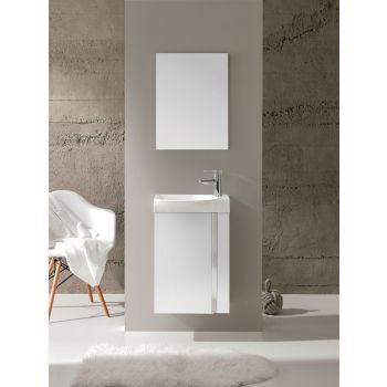 Elegance Wall-Hung Cloakroom Unit and Mirror Set - Gloss White