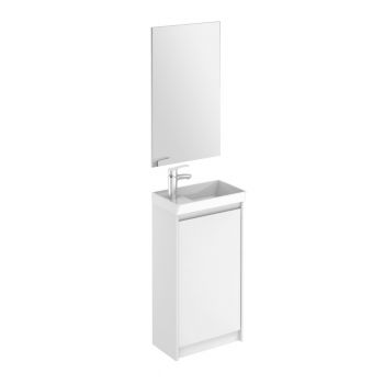 Enjoy 450mm Floor-Standing Cloakroom Vanity Unit & Mirror Set - Gloss White