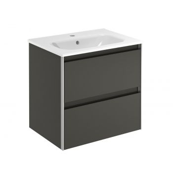 Valencia 600mm 2 Drawer Wall-Hung Vanity Unit - Anthracite