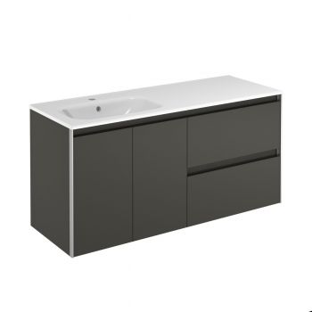 Valencia 1200mm 2 Drawer, 2 Door Wall-Hung Vanity Unit - Anthracite