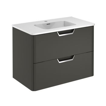 Life 800mm 2 Drawer Wall-Hung Vanity Unit - Anthracite