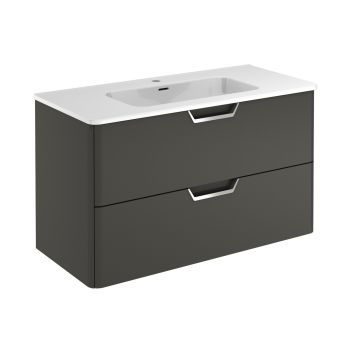 Life 1000mm 2 Drawer Wall-Hung Vanity Unit - Anthracite