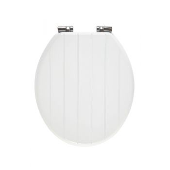 Holborn Wooden Soft-Close Toilet Seat - White Tongue & Groove