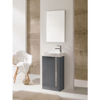 Elegance Floor-Standing Cloakroom Unit and Mirror Set - Grey Gloss