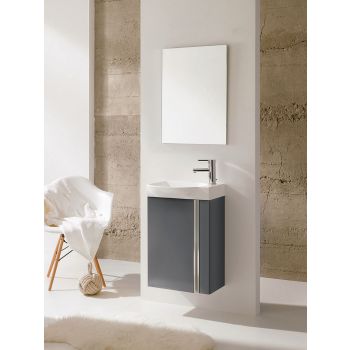 Elegance Wall-Hung Cloakroom Unit and Mirror Set - Grey Gloss