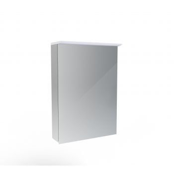 Saneux GLACIER+ 1 door Aluminium Cabinet (Reversible) H714 x W500 x D135mm Acrylic top profile, Black smoked glass shelved x2