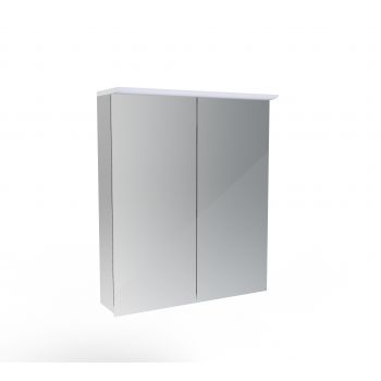 Saneux GLACIER+ 2 door Aluminium Cabinet (Reversible) H714 x W600 x D135mm Acrylic top profile, Black smoked glass shelved x2