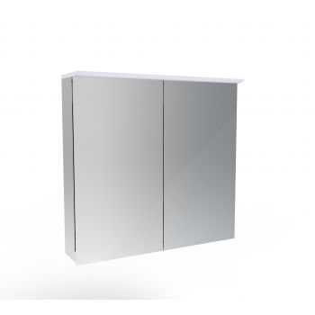 Saneux GLACIER+ 2 door Aluminium Cabinet (Reversible) H714 x W750 x D135mm Acrylic top profile, Black smoked glass shelved x2
