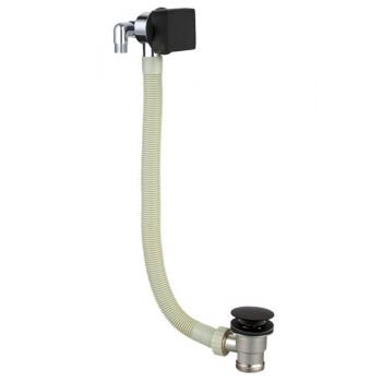 Square Bath Overflow Filler with Clicker Waste in Black