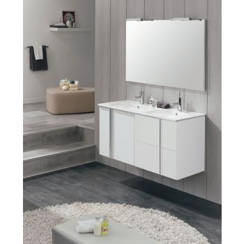 Onix 1200mm 2 Drawer, 2 Door Wall-Hung Vanity Unit with Chrome Handles - Gloss White