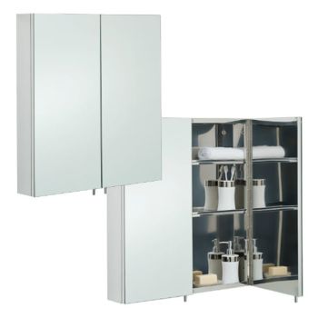 RAK-Delta Stainless Steel Double Cabinet with Mirrored Doors (H)600x(W)670x(D)120mm