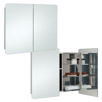 RAK-Duo Stainless Steel Double Cabinet with Mirrored Doors (H)660x(W)800x(D)120mm