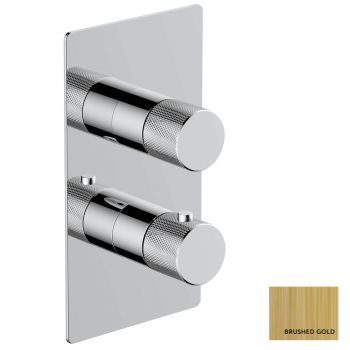 RAK-Amalfi Dual Outlet, 2 Handle Thermostatic Concealed Shower Valve in Brushed Gold