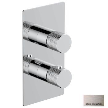 RAK-Amalfi Dual Outlet, 2 Handle Thermostatic Concealed Shower Valve in Brushed Nickel
