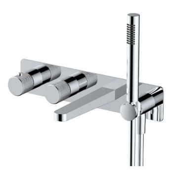 RAK-Amalfi Horizontal Dual Outlet Thermostatic Concealed Shower Valve with Handset and bath spout in Chrome