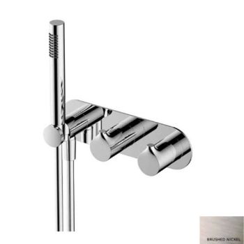 RAK-Sorrento Horizontal Dual Outlet Thermostatic Concealed Shower Valve with Handset in Brushed Nickel