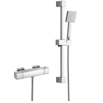 Cool Touch Square Exposed Thermostatic Shower Valve with Slide Rail Kit (WRAS) - RAKSHW6014