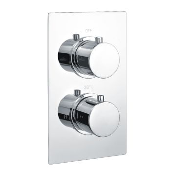 Round Dual Outlet, 2 Handle Thermostatic Concealed Shower Valve