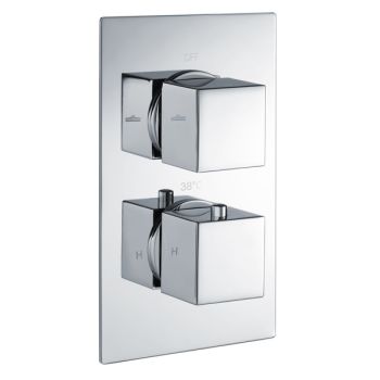 Square Dual Outlet, 2 Handle Thermostatic Concealed Shower Valve