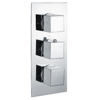 Square Triple Outlet, 3 Handle Thermostatic Concealed Shower Valve