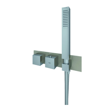 RAK-Feeling Square Horizontal Dual Outlet Thermostatic Concealed Shower Valve with Integral Wall Outlet in Cappuccino
