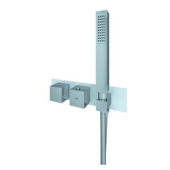 RAK-Feeling Square Horizontal Dual Outlet Thermostatic Concealed Shower Valve with Integral Wall Outlet in White