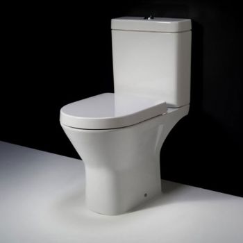 RAK-Resort Mini Close Coupled Open Back WC Pan, Cistern and Wrap Over Soft Close Seat