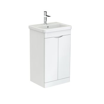 Saneux INDIGO 2-door unit floor mounted gloss white for 50cm basin