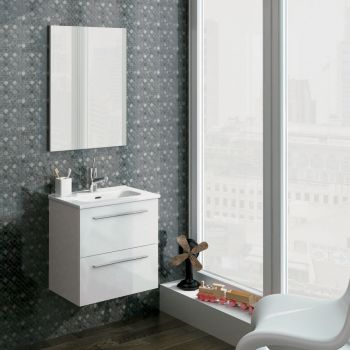 Street Wall-Hung Vanity Unit and Mirror Set - Gloss White