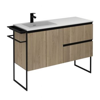 Structure 1200mm 2 Door, 2 Drawer Vanity Unit with Solid Surface Basin - Oak