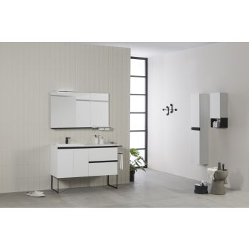 Structure 1200mm 2 Door, 2 Drawer Vanity Unit with Solid Surface Basin - Matt White