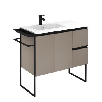 Structure 900mm 2 Door, 2 Drawer Vanity Unit with Solid Surface Basin - Grey Ash