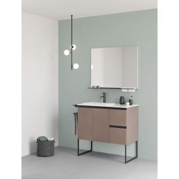 Structure 600mm 2 Drawer Vanity Unit with Ceramic Basin - Grey Ash