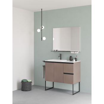 Structure 600mm 2 Drawer Vanity Unit with Solid Surface Basin - Grey Ash