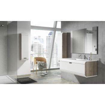 Sunne 600mm 1 Drawer Wall-Hung Vanity Unit with Solid Surface Basin
