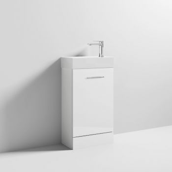 White Compact Cabinet & Basin - VTY058