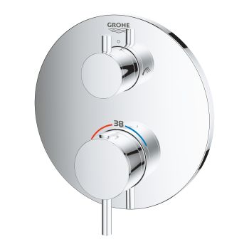 Grohe Atrio Thermostatic bath tub mixer for 2 outlets with integrated shut off/diverter valve